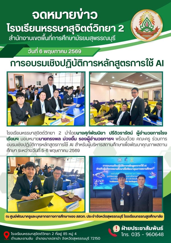 เข้าร่วมการอบรมเชิงปฏิบัติการหลักสูตรการใช้ AI สำหรับผู้บริหารสถานศึกษาเพื่อพัฒนาคุณภาพสถานศึกษา